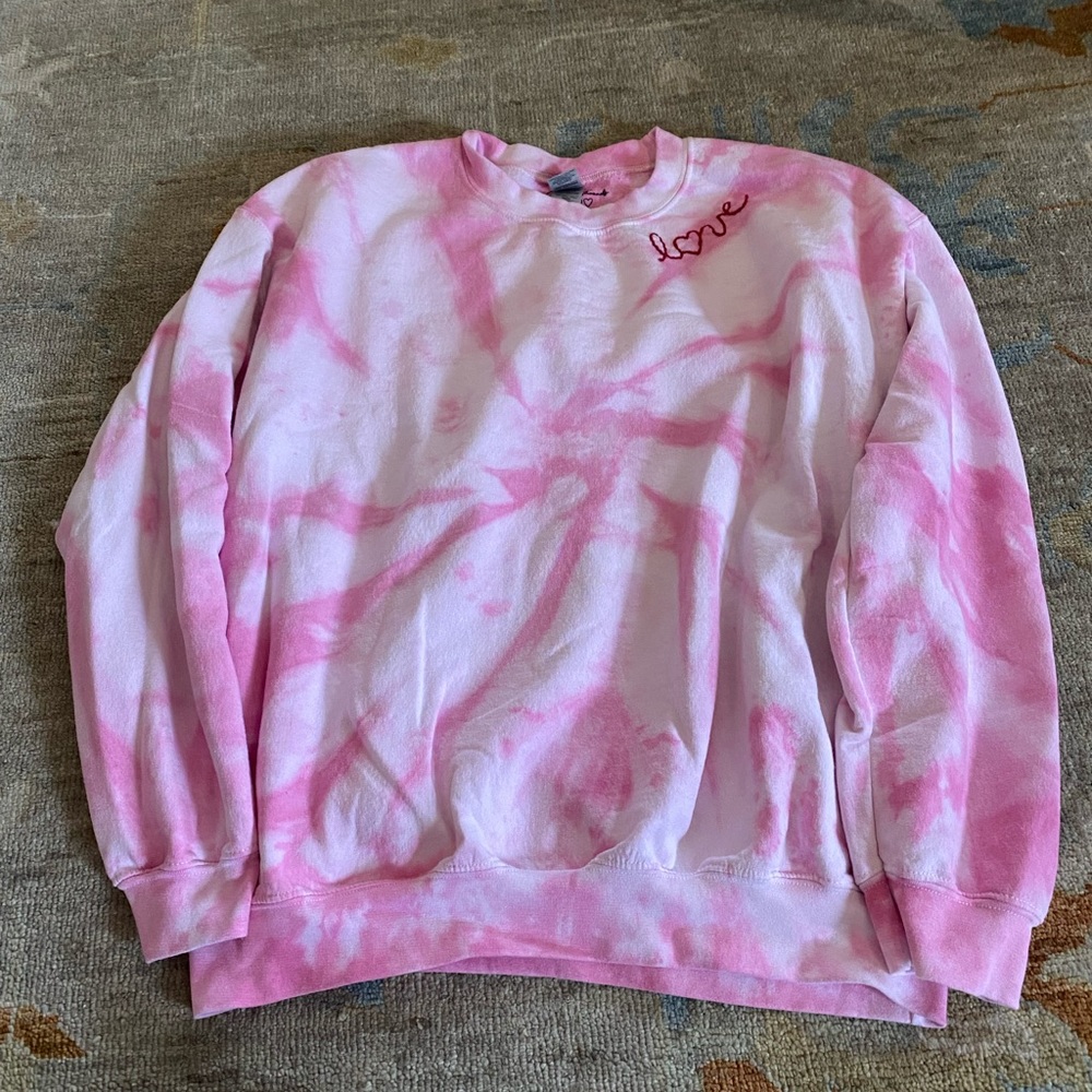 Tie-dyed pink “Love” sweatshirt